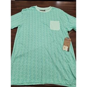 Hudson & Barrow NYC Mens Large Mint Green Geometric Print Pocket T Shirt NWT